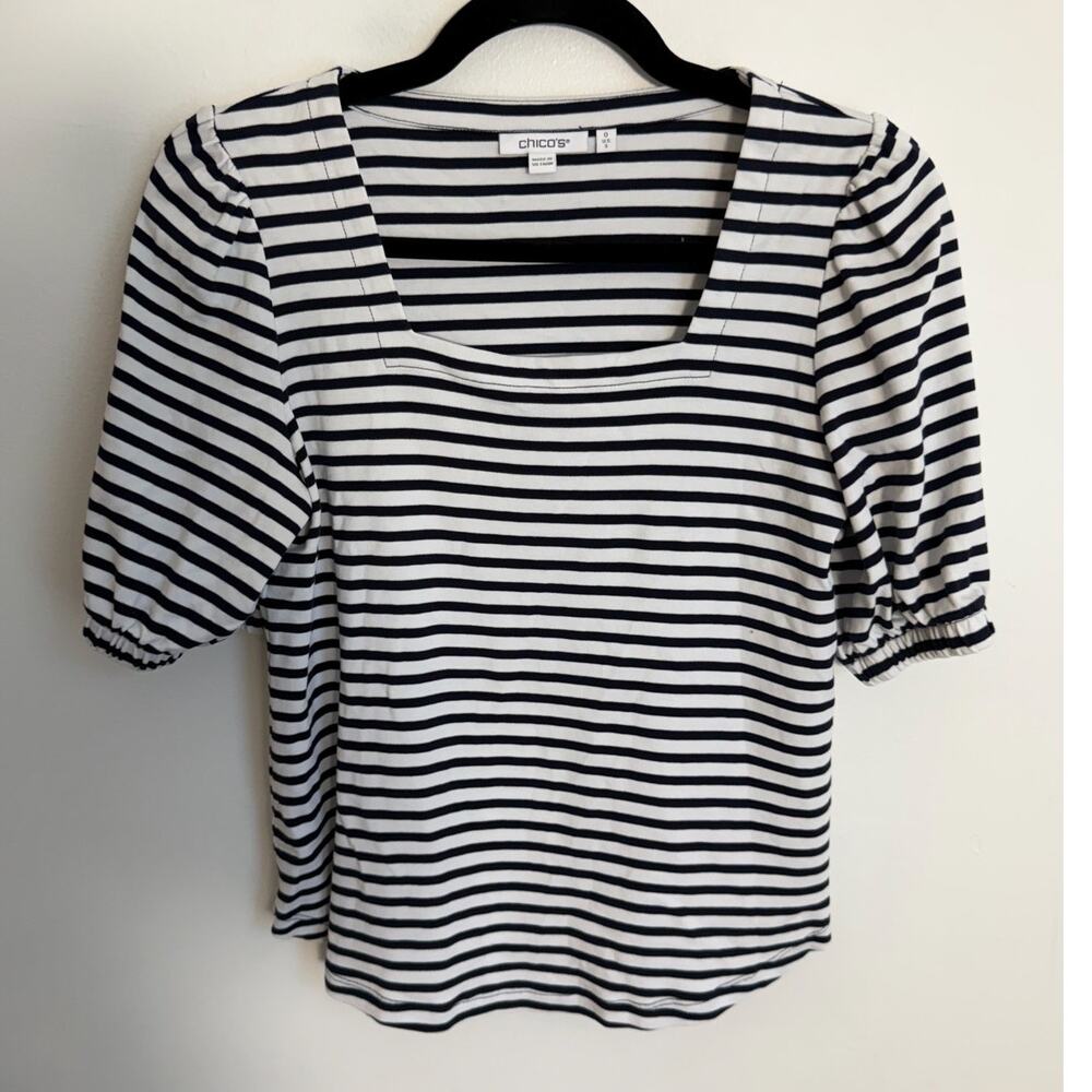 Chico's Striped Short sleeve striped shirt size small